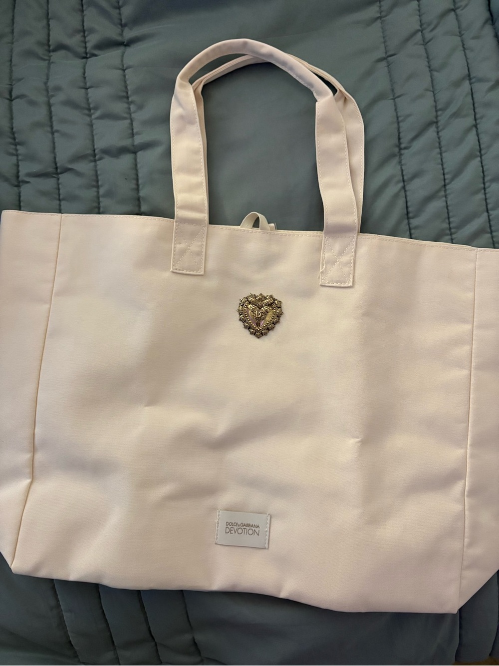 Dolce & Gabbana Pale Pink Devotion Tote with Embellished Heart